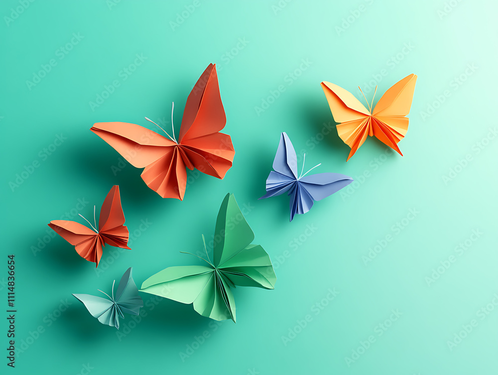 Poster Transform and succeed or success transformation and improving as a leadership in business through innovation and evolution concept with paper origami changed