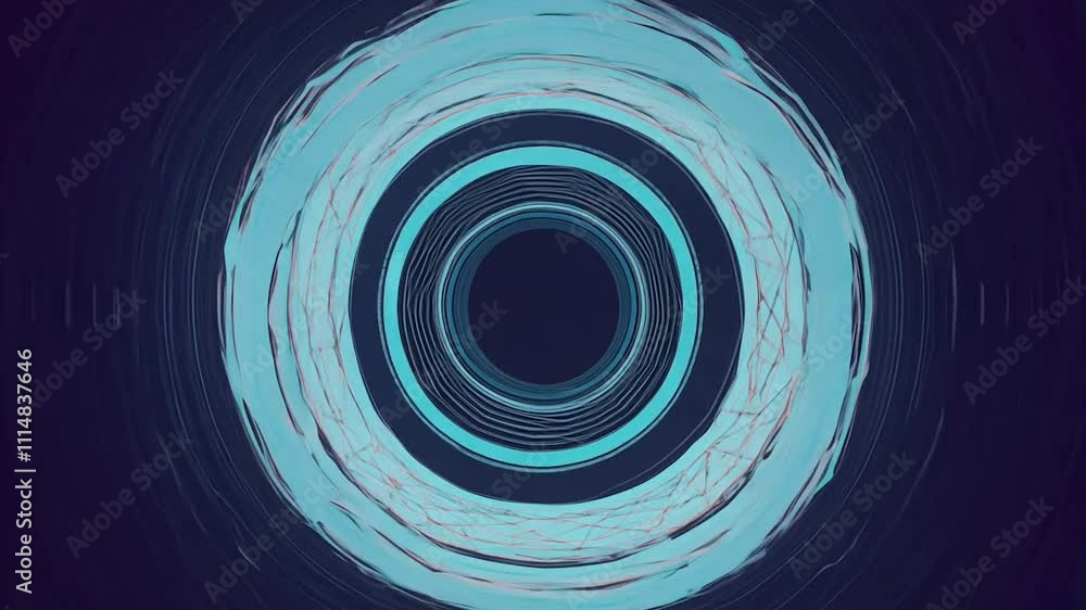 Poster blue concentric circles spin, creating a mesmerizing tunnel effect. a darkening background enhances 