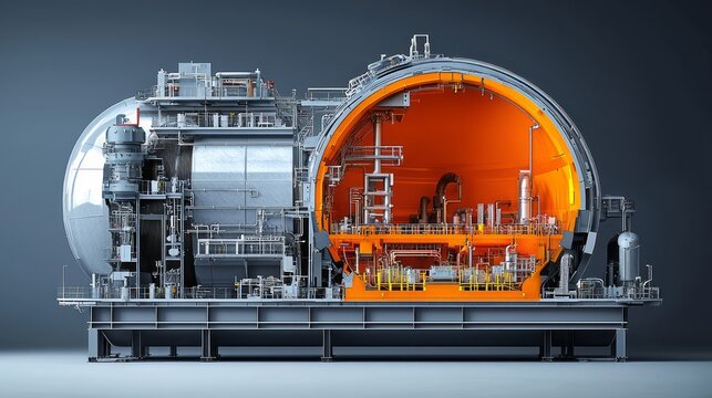 Cross-section of a Biogas Reactor: Diagram-style cutaway of an anaerobic digester showing internal processes.