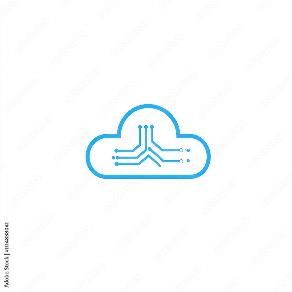 Poster cloud computing network technology icon.