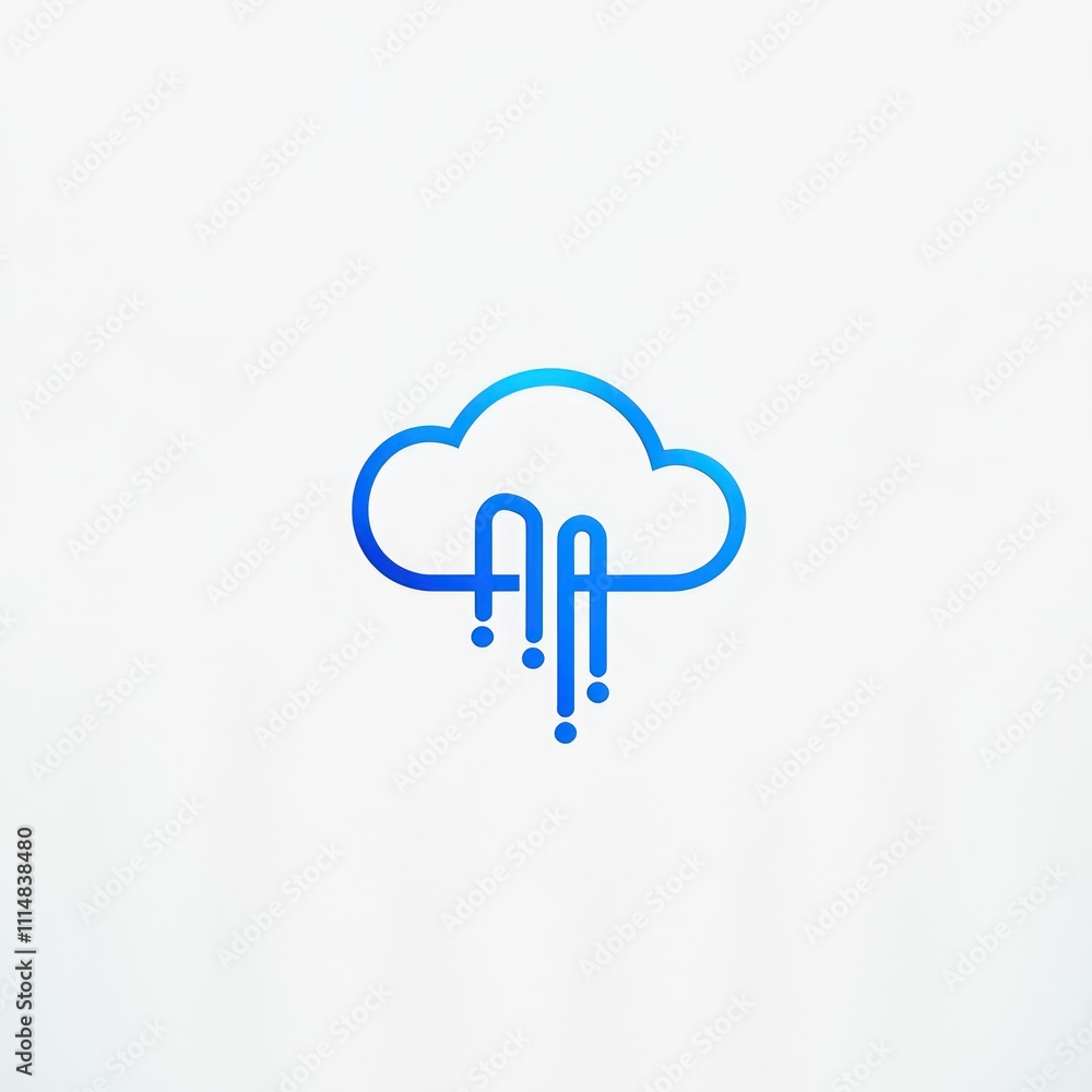 Poster abstract cloud computing icon with data flow.