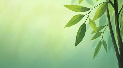 Fototapeta premium A tree painting with lush green foliage on its branches against a tranquil blue sky backdrop