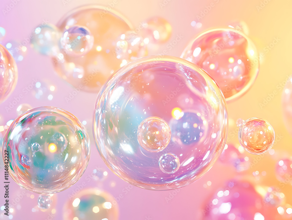 Aufkleber transparent gradient bubbles, 3d rendering