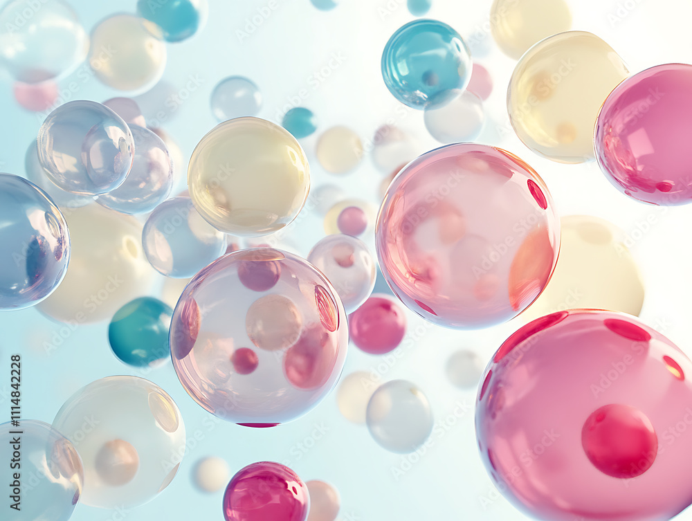 Aufkleber transparent gradient bubbles, 3d rendering
