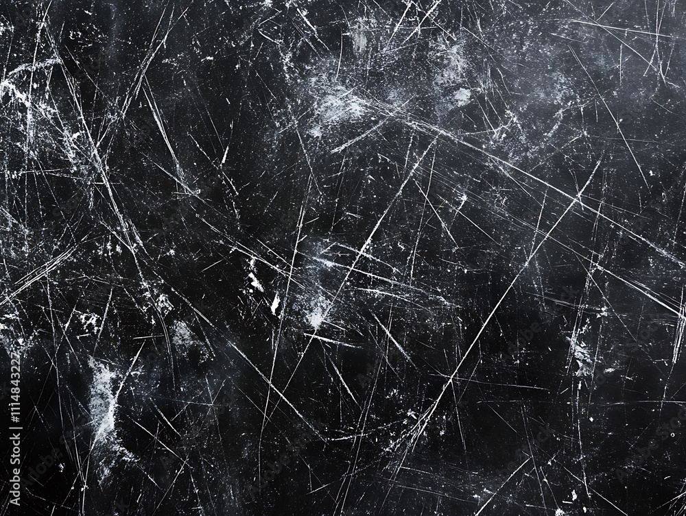 Aufkleber white dust and scratches on black background , layer for photo editor, horizontal photography with c