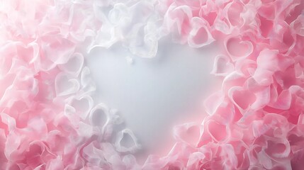 Obraz premium Decorative heart shape created with pink and white fabric on a light background