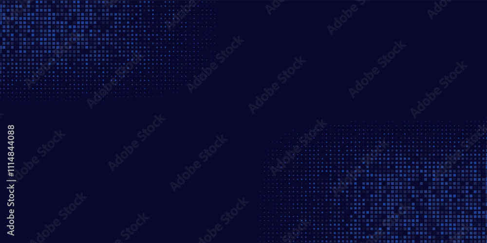 Poster dark background with blue pixel pattern. vector illustration of abstract bg with geometric square el
