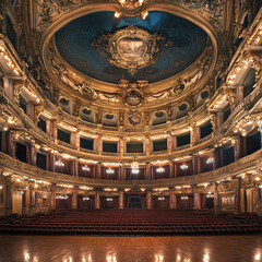 Obraz premium A grand theater showcasing ornate architecture and vibrant cultural events.