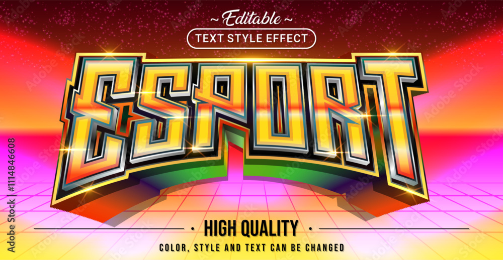 Aufkleber editable text style effect - e-sport text style theme.
