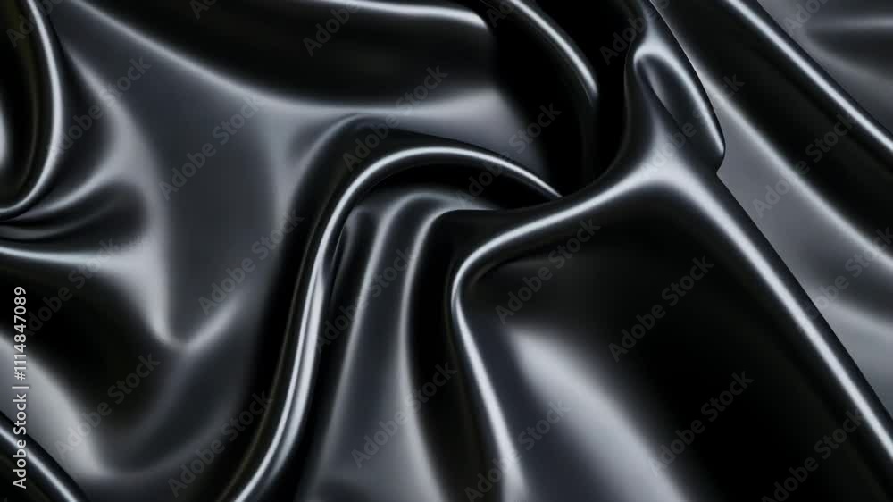 Poster smooth black satin fabric draped elegantly in flowing curves and soft folds for textile and design i