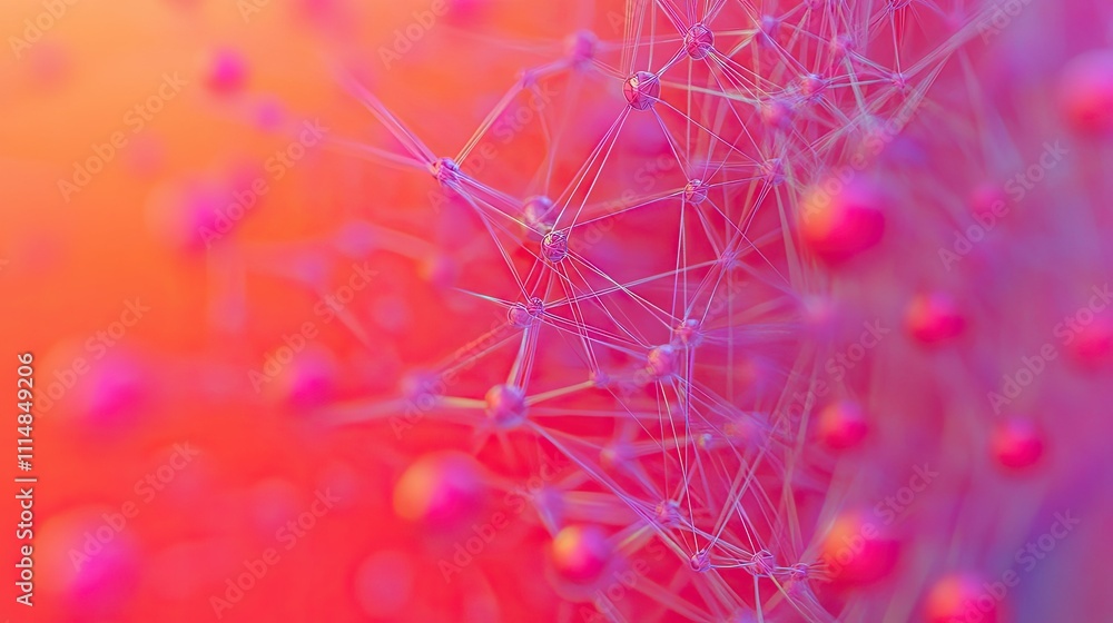 Aufkleber abstract network connections with colorful nodes and vivid background featuring vibrant shades of pi