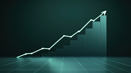 Rising Finance Graph with Neon Green Line on Dark Background Representing Economic Growth and Financial Success in Digital Space