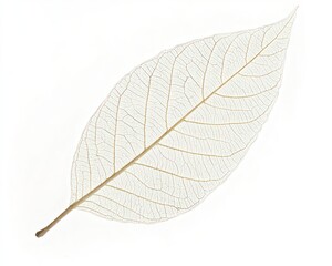 Single skeleton leaf isolated on a white background