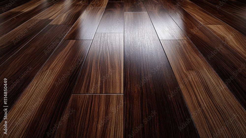 Aufkleber high-resolution close-up of luxurious dark wood flooring with striking grain patterns and textures c