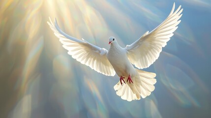 Symbol of freedom  white dove in flight on black background for international day of peace