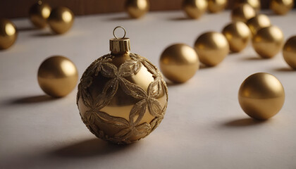 gold christmas ball in a isolated background