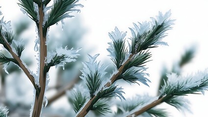 Naklejka premium Frosty Pine Branches Winter Wonderland Scene