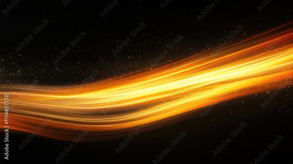 Poster abstract light waves with sparkles on a dark background