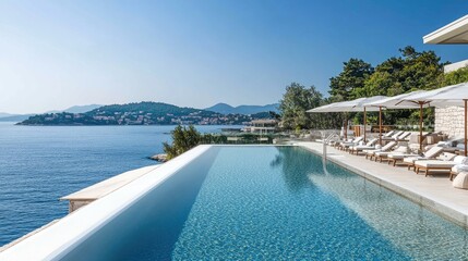 Scenic Infinity Pool Overlooking Serene Coastal Landscape