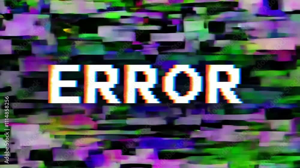 Aufkleber digital glitch art: error message on pixelated background