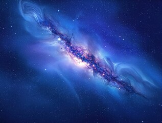 Fototapeta premium Artistic milky way illustration with watercolor brush strokes, artistic, stars