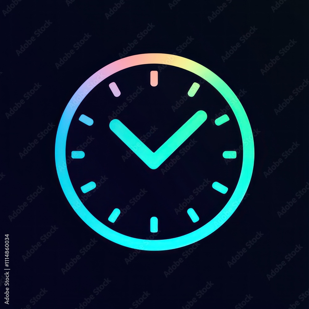 Poster gradient clock icon showing time management.