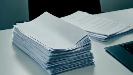 Stacking documents on office desk: timelapse of paperwork organization