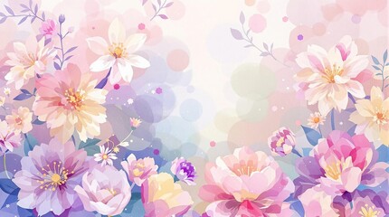 Artistic watercolor illustration of blooming flowers, botanical, colorful