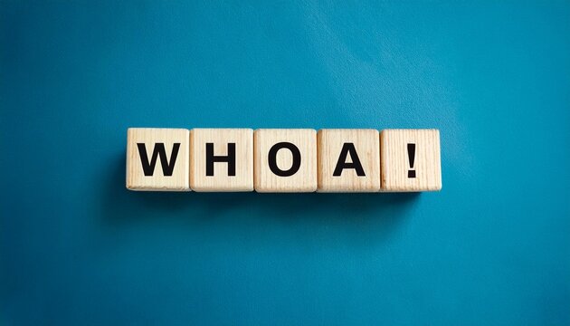 Word Whoa! is written on wooden blocks and blue background