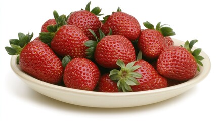 Fresh, ripe strawberries in a bowl.