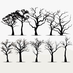Obraz premium Tree Silhouettes Illustration on White Background