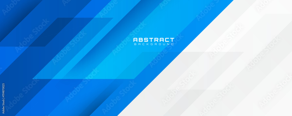 Poster blue white abstract background overlap layer on bright space with diagonal shape effect decoration. 