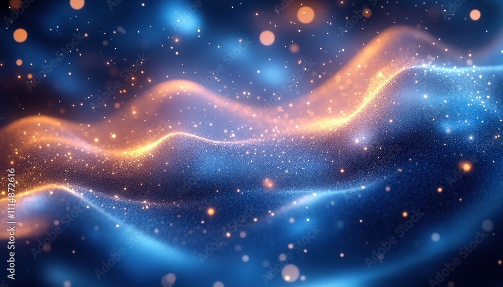 Poster abstract futuristic technology background with glowing blue lines and dynamic composition