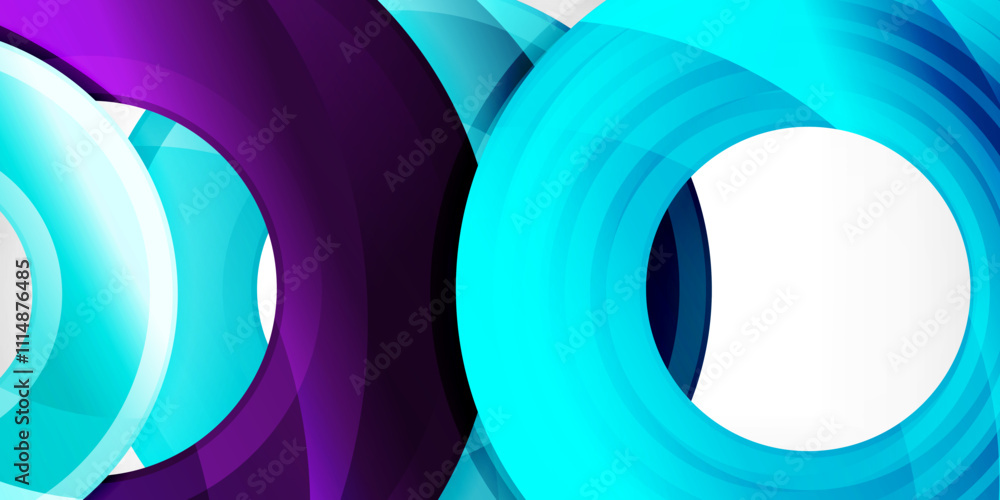 Poster bright colorful circles with light effects. abstract background