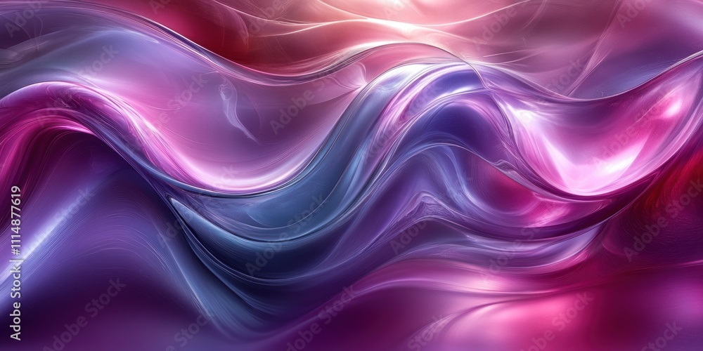 Poster dynamic purple silver abstract background with fluid curves and glossy texture