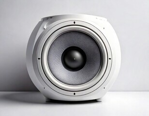 Modern white audio speaker, high-quality sound system.