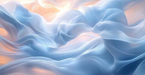 Obraz premium Soft Ethereal Abstract Art Flowing Waves Pale Blue White Light Minimalistic Composition