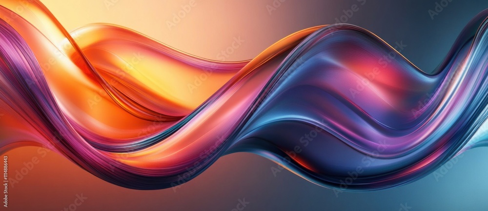 Poster vibrant fluid shapes abstract design with smooth curves and dynamic reflections