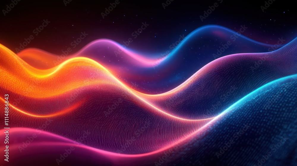 Poster neon wave motion background with dynamic energy flow in abstract design