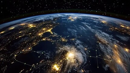 Obraz premium Stunning View of Earth from Space at Night with Sparkling Lights