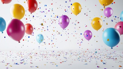 Colorful Balloons and Confetti Celebration