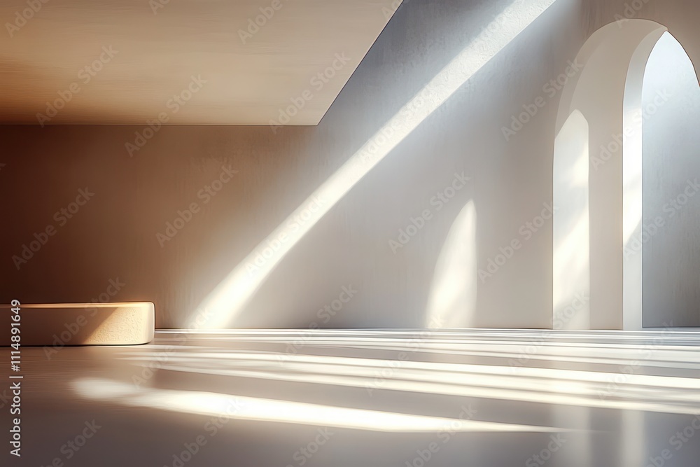 Poster abstract minimalist interior scene with dynamic shadows and soft lighting