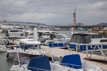 Fototapeta premium Tamsui fishing harbor in New Taipei city, Taiwan
