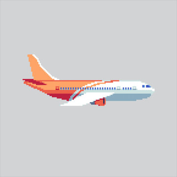 Pixel art illustration Airplane Flight. Pixelated Plane Air. Airplane Flight Air icon pixelated for the pixel art game and icon for website and video game. old school retro.