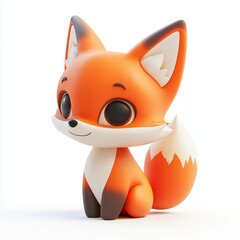 Obraz premium A fox doll with vibrant orange fur and a bushy tail, isolated on white background, symbolizing creativity and wildlife, perfect for educational materials, storytelling illustrations
