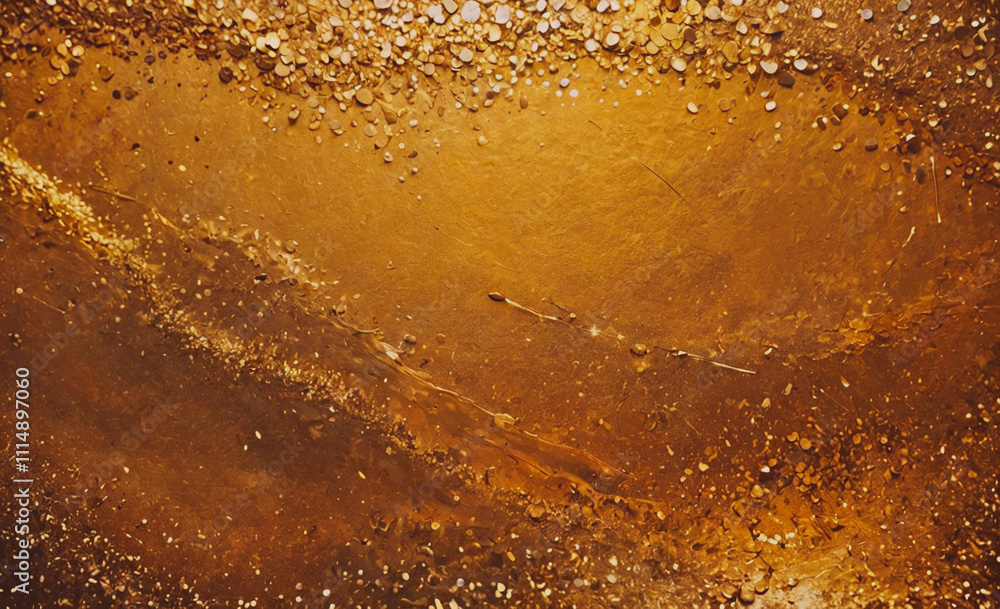 Poster gold background with a lot of small rocks. the rocks are scattered all over the background. the back