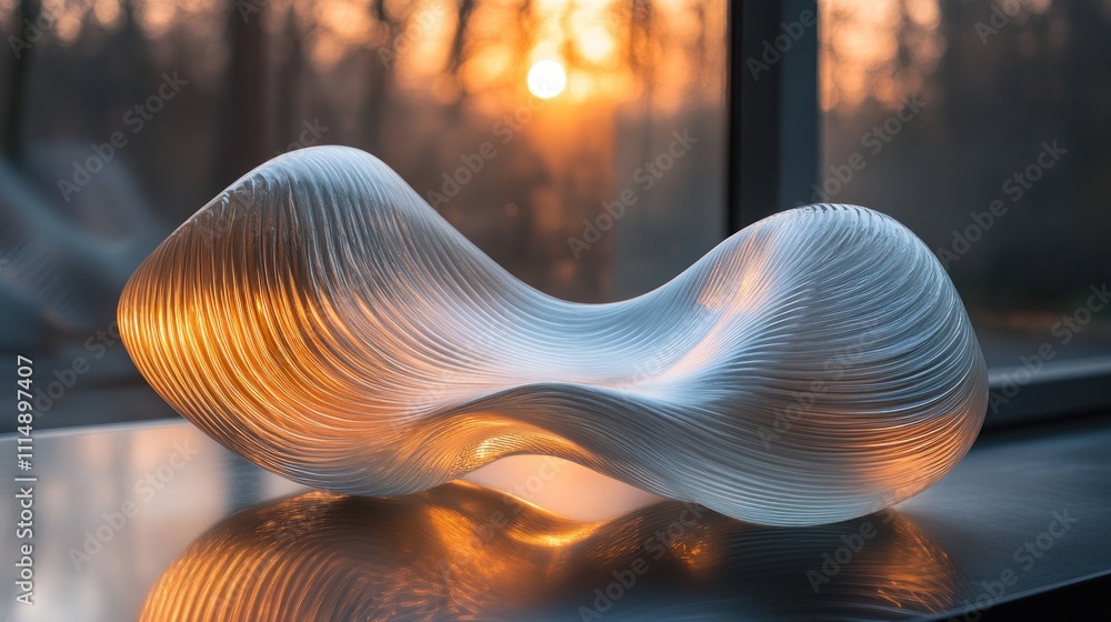 Poster Fluid Dynamics Abstract Art with Soft Pastel Colors and Smooth Curves in Ethereal Environment