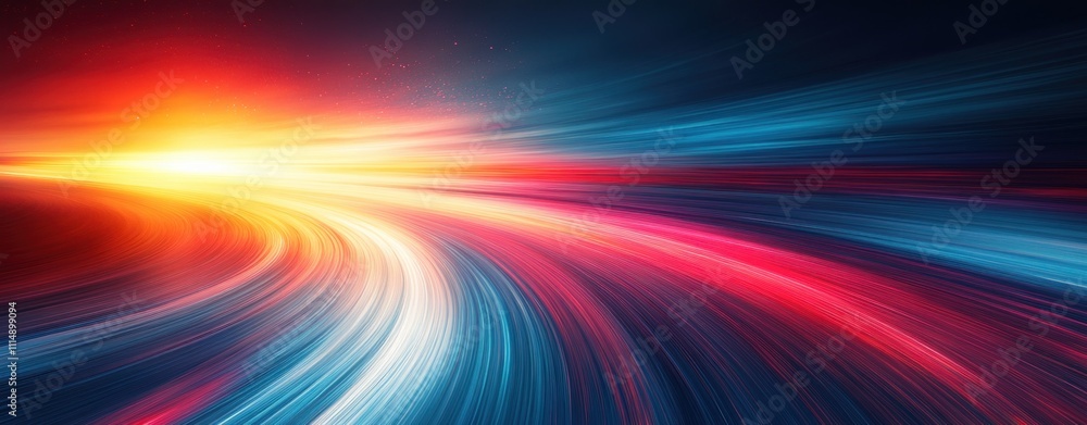 Poster dynamic abstract composition with horizontal lines in blue red and white