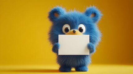 Fototapeta premium Cute Blue Furry Creature 3D Render