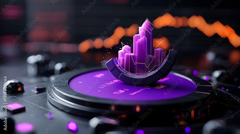 Poster sophisticated purple business chart on dark backdrop showcasing elegant data visualization complex f